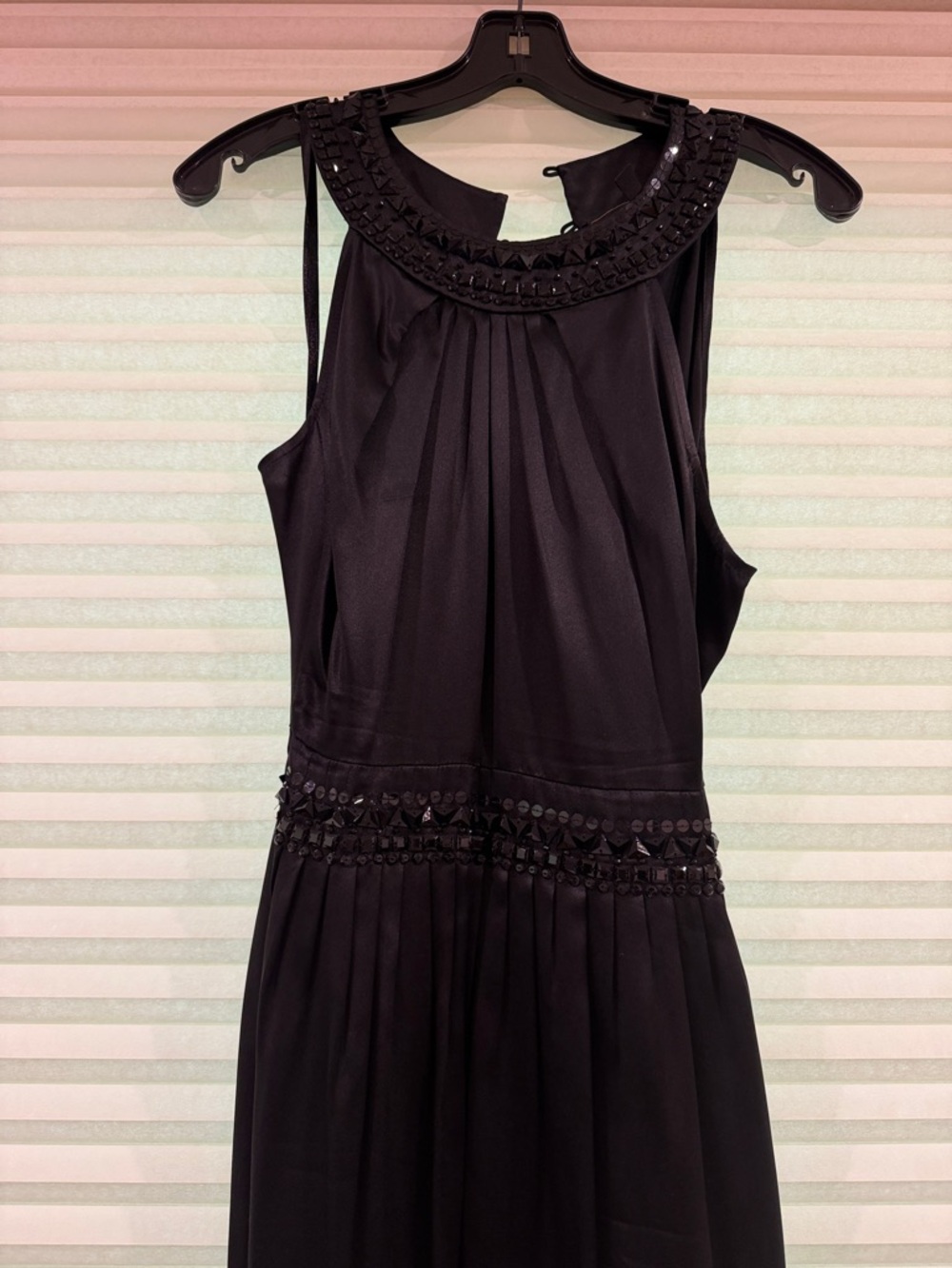 BCBGMaxAzria Black Beaded Sleeveless Evening Dress